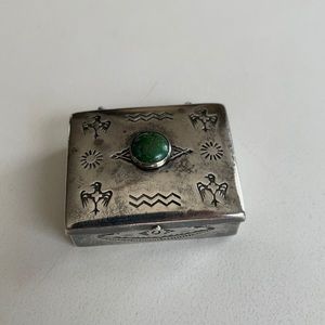 Sterling Silver Tiny Box with Green Tourqoise